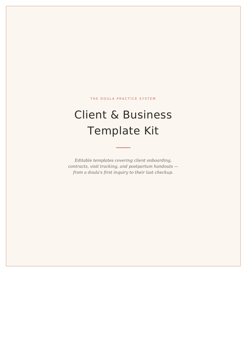 The Doula Practice System — Client & Business Template Kit (Digital Download)