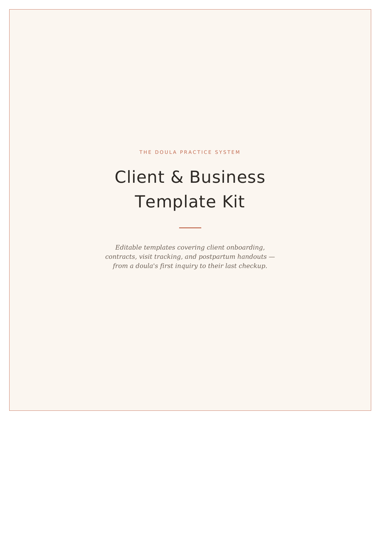 The Doula Practice System — Client & Business Template Kit (Digital Download)