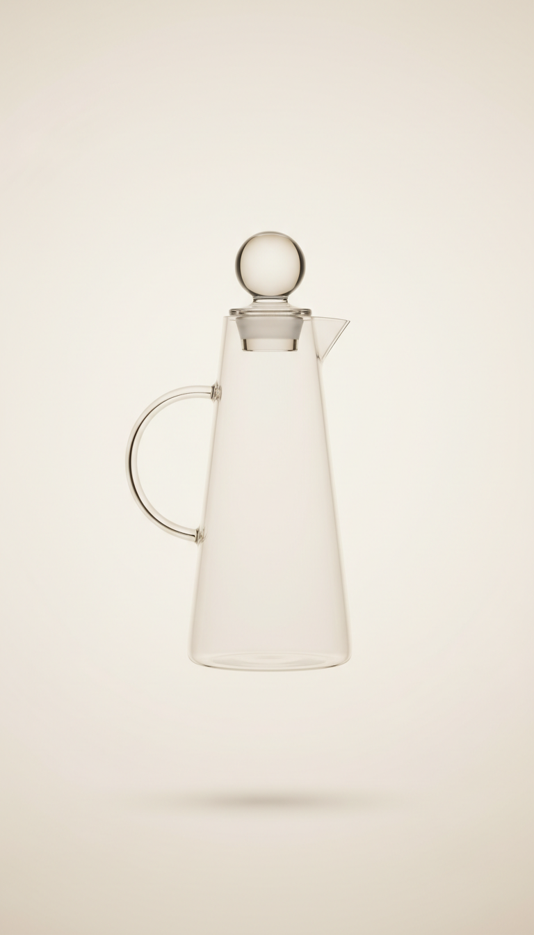 Borosilicate glass carafe with wide mouth