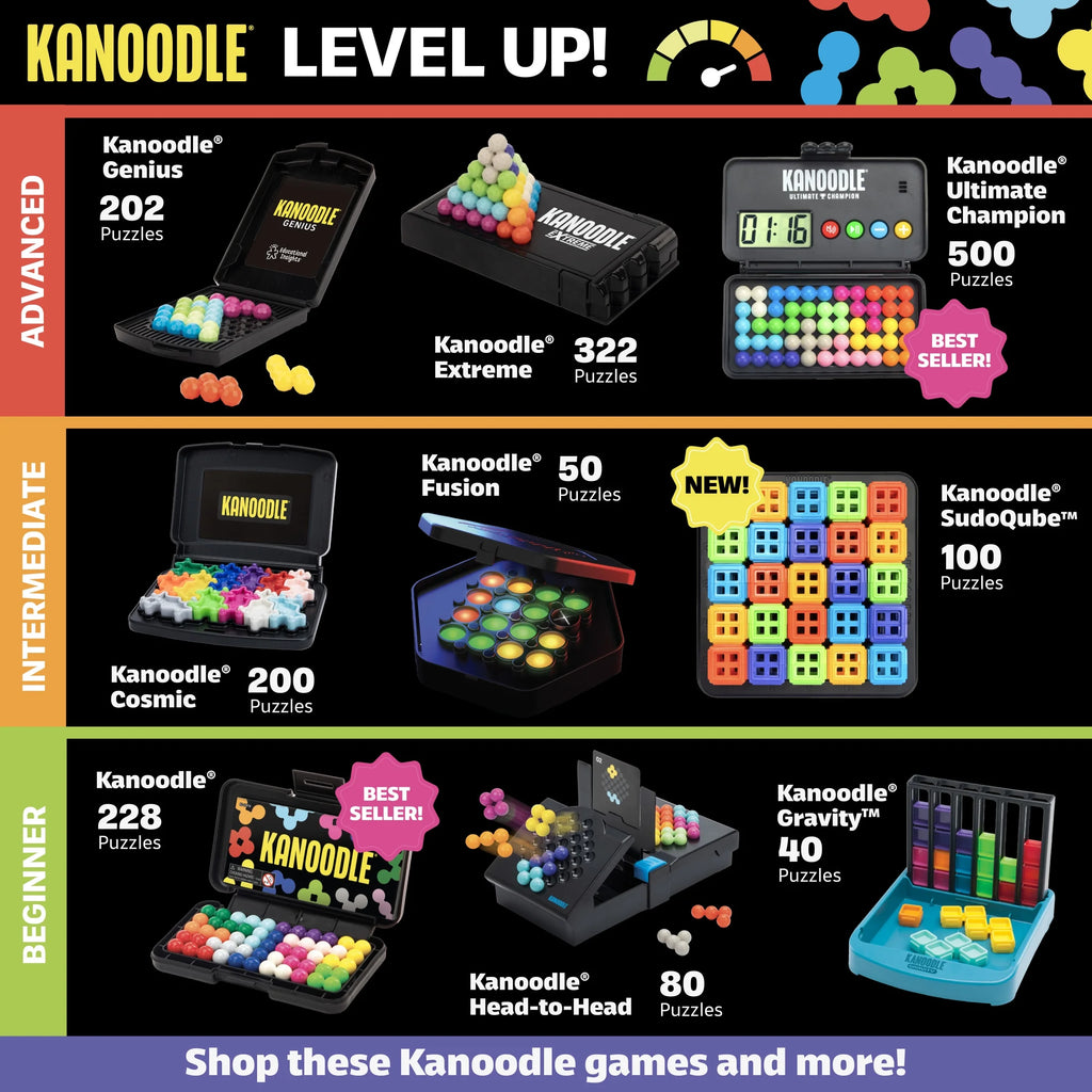Kanoodle Ultimate Champion 3D, Brain Teaser Puzzle Game, 500 Challenges, Ages 7+