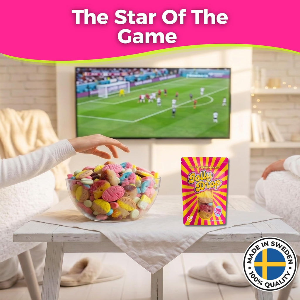 Authentic Bubs Swedish Candy Mix 1/2LB Sweet & Sour Bubs Candy – Jolly Drop | Soft & Chewy Swedish Candy' Vegan Gelatin Free Gummy Candy Imported from Sweden Comes in Resealable Bag, Bubs Candy